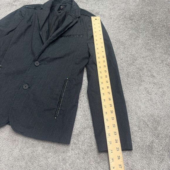 Guess Suit Blazer Jacket Mens Small Black Pinstriped Cotton Blend Single Vented - Picture 8 of 11